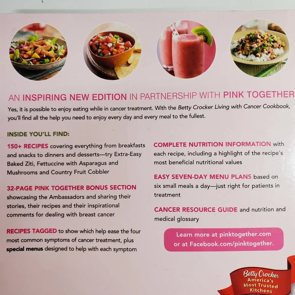 Betty Crocker Living with Cancer Cookbook Pink Together Edition Breast Cancer